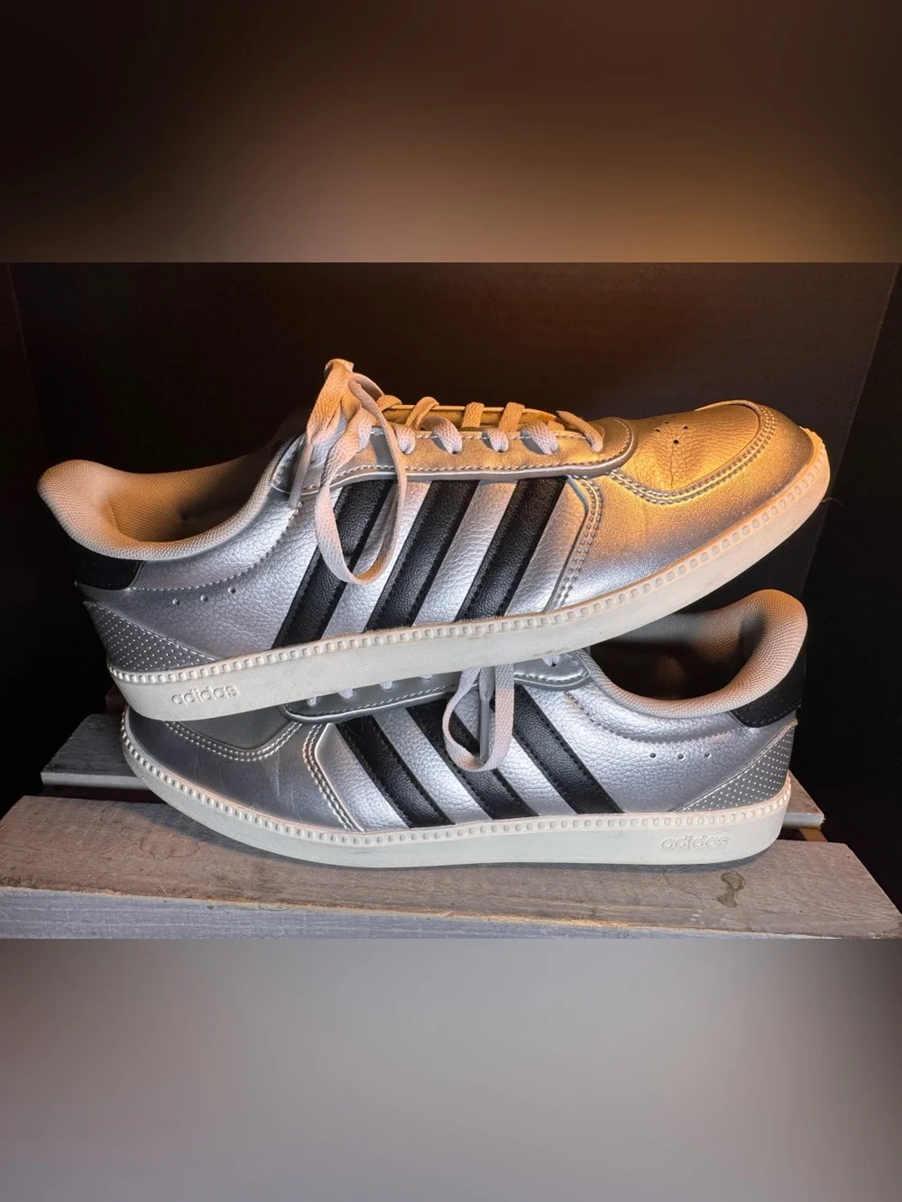 Adidas Breaknet Sleek Shoes Womens Size 9 Matte Silver / Core Black / Off White